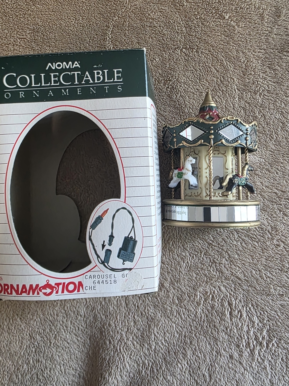 Noma Ornament Rotating Horse Carousel Vintage Christmas 1989 WITH BOX Not Tested